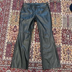 Black Faux Flare Leather Pants
